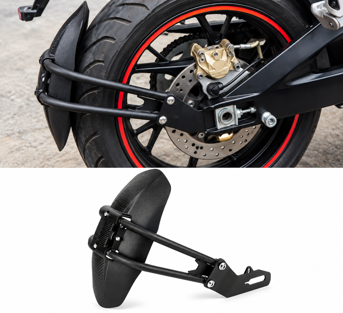 Guardabarro Universal Monobrazo Negro para Moto